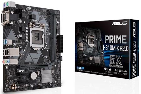 Материнская плата mATX ASUS PRIME H310M-K R2.0 90MB0Z30-M0EAY0 (LGA1151v2,H310,2*DDR4(2666),4*SATA 6G,3*PCI-E,7.1CH,GLan,2*USB 3.1,D-Sub/DVI) RTL