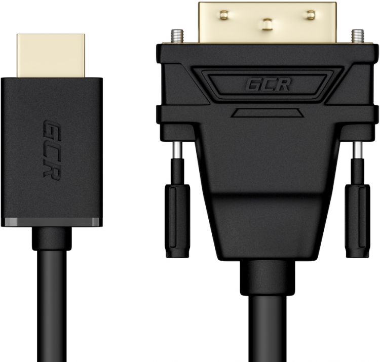 Кабель интерфейсный Greenconnect GCR-51510 HDMI-DVI черный, OD8.0mm, 28/26 AWG, позолоченные контакты, 19pin AM / 24+1M AM Dual Link, тройной экран