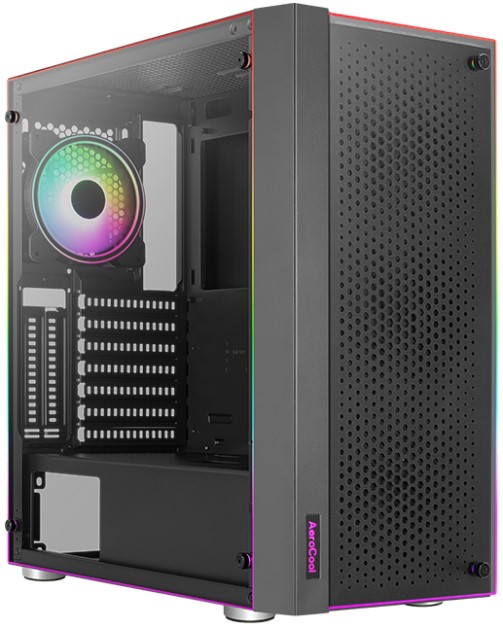 Корпуса AeroCool Корпус ATX AeroCool Skribble 4711099472888 черный, без БП, боковая и фронтальная панели из закаленного стекла, 2*USB 3.0, audio