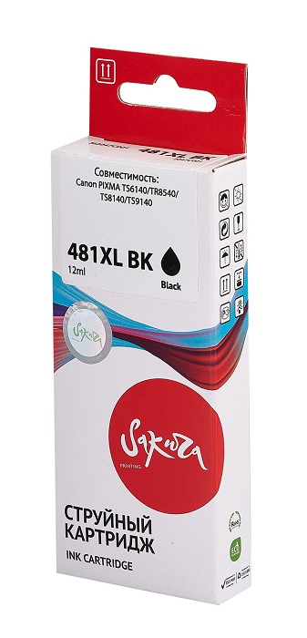 Картридж струйный Sakura 2047C001 (481XL BK) для Canon PIXMA TS6140/TR8540/TS8140/TS9140, водорастворимый тип чернил, черный, 6360 к.