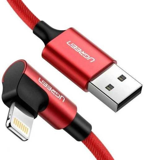 Кабель UGREEN US299 60555 USB-A / Lightning угловой, 1м, красный