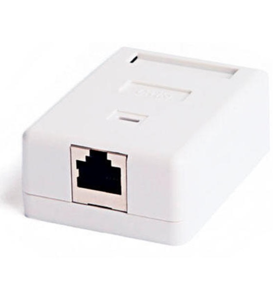 Розетка Hyperline SB1-1-8P8C-C5e-SH-WH RJ-45(8P8C), категория 5e, экранированная, одинарная, внешняя, Dual IDC