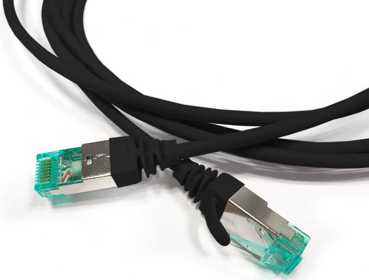 Кабель патч-корд S/FTP 6А кат. 1.5м Hyperline PC-LPT-SFTP-RJ45-RJ45-C6a-1.5M-LSZH-BK экранированный, (100% Fluke Component Tested), 30AWG, LSZH, 1.5 м