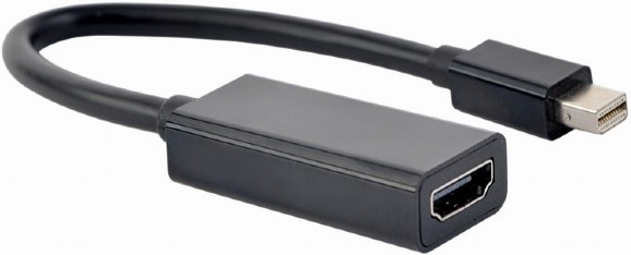 Кабели-переходники VGA / DVI / HDMI / DisplayPort Переходник Cablexpert A-mDPM-HDMIF4K-01 miniDisplayPort - HDMI, 4K, 20M/19F, кабель 15см, черный, пакет