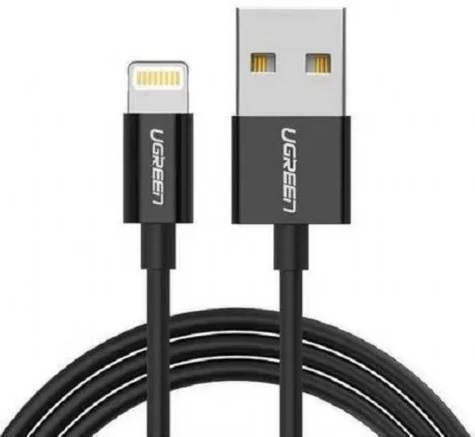 Кабель UGREEN US155 80823_ USB-A Male/Lightning Male, корпус ABS с никелевым покрытием, 2м, black