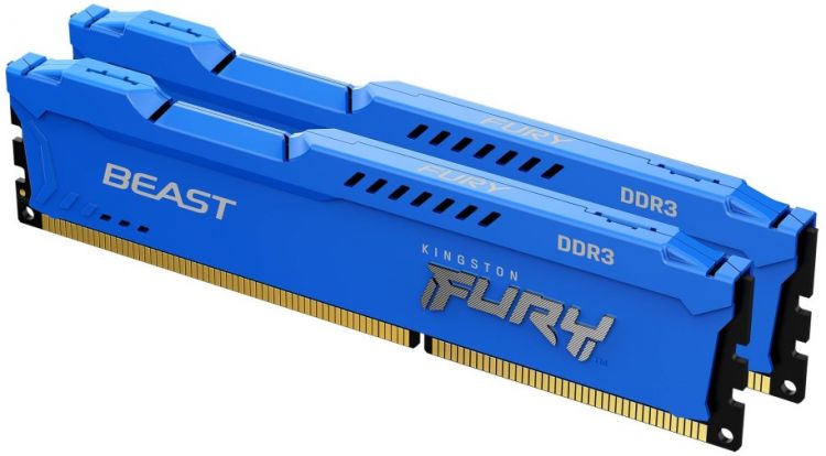 Модуль памяти DDR3 8GB (2*4GB) Kingston FURY KF316C10BK2/8 Beast Blue 1600MHz CL10 1RX8 1.5V 240-pin 4Gbit