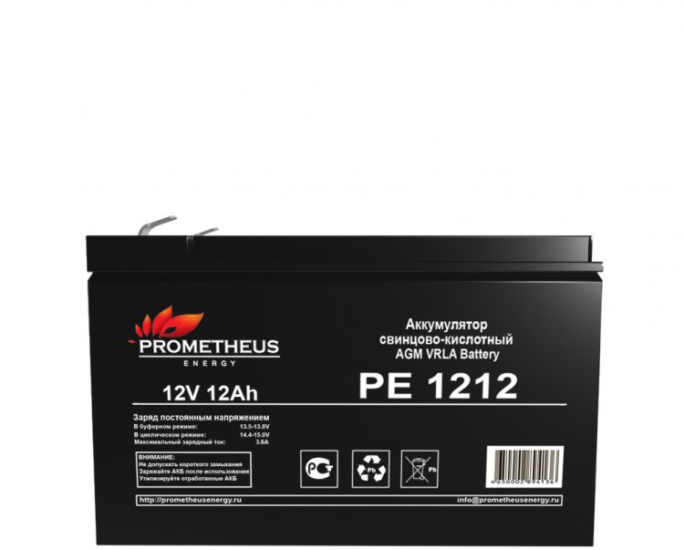 Батарея для ИБП PROMETHEUS ENERGY РЕ1212 PE 1212 12V, 12Ah, зажим 6,35 мм