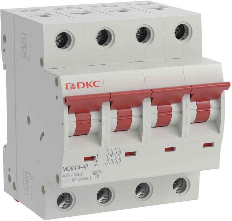 Автоматический выключатель модульный DKC MD63N-4PC50 4P 50A C 6kA, YON max