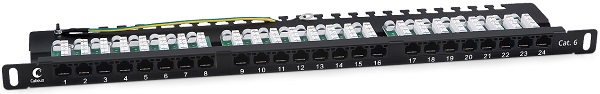 Патч-панель Cabeus PLHD-24-Cat.6-Dual-90-0,5U 19, 0,5U, Cat 6, 24 порта RJ45 (8p8c), неэкранированная, Dual IDC (110/KRONE)