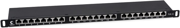 Патч-панель Cabeus PLHD-24-Cat.6-SH-Dual-0,5U 19, 0,5U, Cat 6, 24 порта RJ45 (8p8c), экранированная, Dual IDC (110/KRONE)