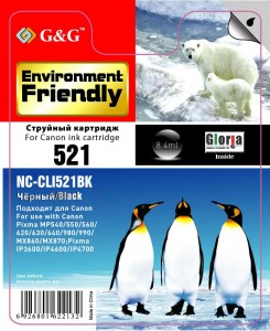 Картридж струйный G&G NC-CLI521BK черный для Canon PixmaMP540/550/560/620/630/640/980/990,MX860/870,IP3600/4600/