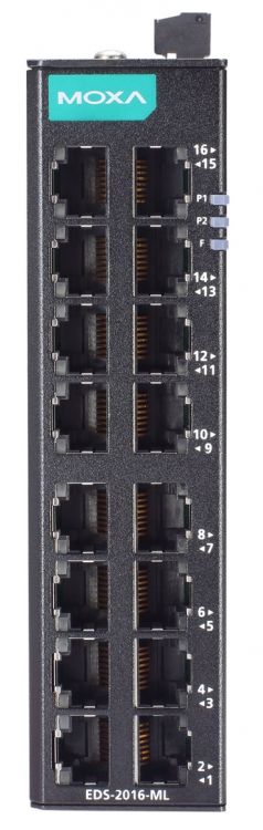 Коммутатор MOXA EDS-2016-ML Unmanaged Ethernet switch with 16 10/100BaseT(X) ports, and -10 to 60В°C operating temperature