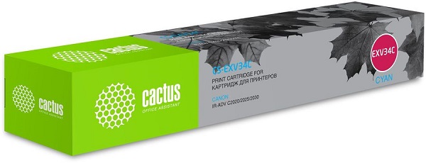 Картридж Cactus CS-EXV34C голубой (19000стр.) для Canon IR Advance C2030L/C2030i/C2020L/C2020i