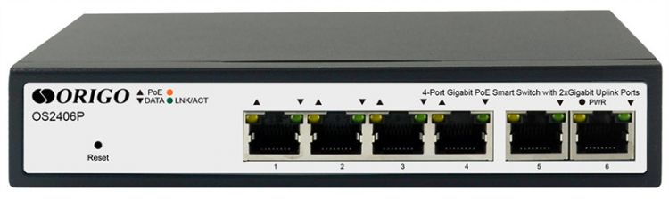  Коммутатор настраиваемый ORIGO OS2406P/60W/A1A L2 PoE 4x1000Base-T PoE, 2х1000Base-T, PoE-бюджет 60 Вт