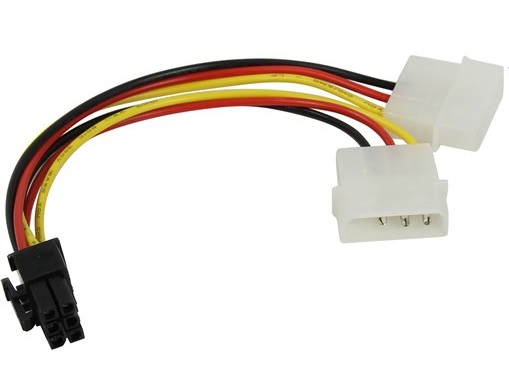 Переходник питания Exegate EX138937RUS PCI-Express 6pin (от 2х разъемов Molex (IDE) блока питания), 15см