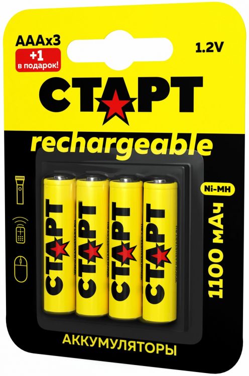 Аккумулятор Старт HR03 ААА 1100mAh Ni-MH BL3+1 1.2 В, 4 шт. в блистере