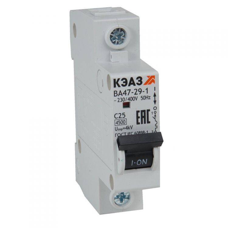 Автоматический выключатель КЭАЗ 318199 модульный ВА47-29-1C25-УХЛ3 (4,5кА)