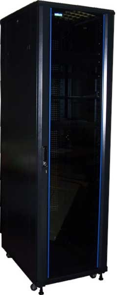 Шкаф напольный 19, 32U TWT TWT-CBB-32U-6x8-G1 Business, 600x800, черный, передняя дверь стекло, задняя дверь распашная металл