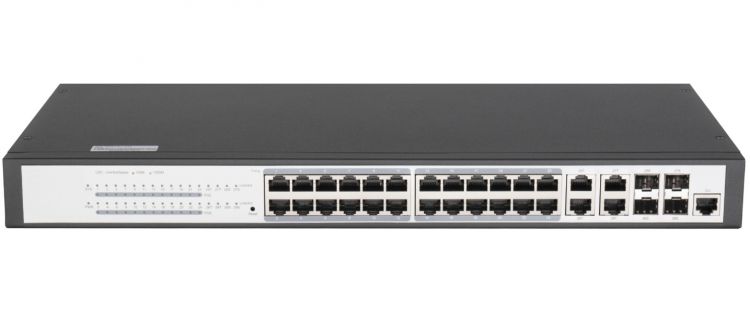 Коммутатор PoE GIGALINK GL-SW-G204-24P L2, 24 Base-T 1000Mb/s PoE портов, 4 Base-X SFP 1000Mb/s. 1U 19'', 220V, суммарная мощность 400W