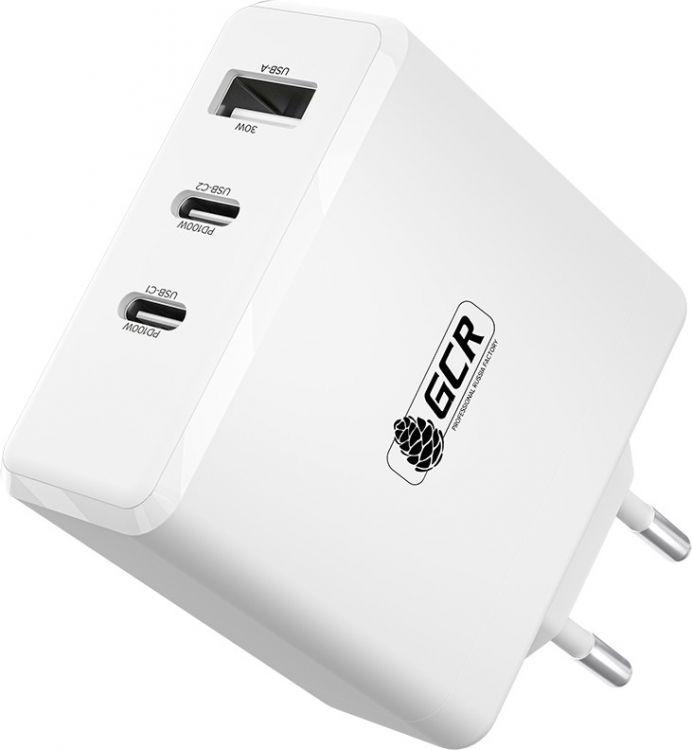 Зарядное устройство сетевое Greenconnect GCR-54226 100W, 1 USB + 2 TypeC, GaN Tech Quick Charger, PD 3.0, белый