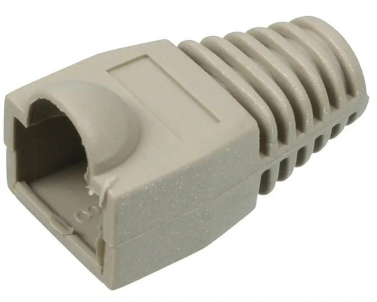 Колпачки для RJ-45 Колпачок на коннектор TWT TWT-BO-6.0-GY/100 6,0мм cat.5, на соединение коннектора с кабелем, серый, 100 шт. в пачке