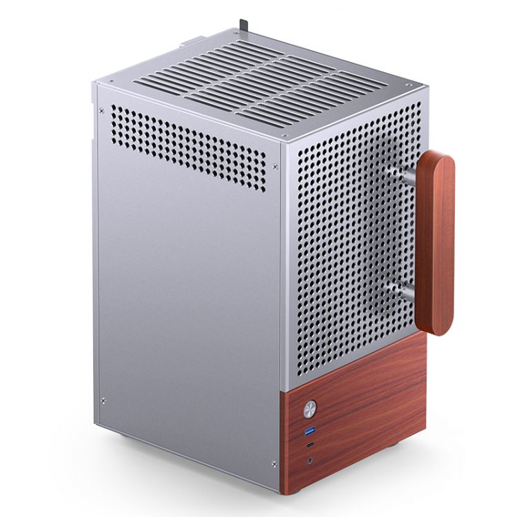 Корпус mini-ITX JONSBO T6 Silver серебристый, без БП, боковая панель из закаленного стекла, USB 3.0, USB Type-C, audio