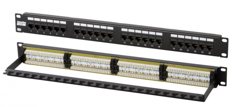 Патч-панель NIKOMAX NMC-RP24UD2-1U-BK 19, 1U, Cat 5e, 24 порта RJ45 (8p8c), неэкранированная, Dual IDC (110/KRONE)