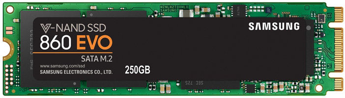 SSD Samsung Накопитель SSD M.2 2280 Samsung MZ-N6E250BW 860 EVO 250GB V-NAND 3bit MLC SATA 6Gb/s 550/520MB/s 97K/88K IOPS MTBF 1.5M RTL