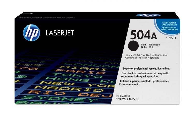 HP картриджи для лазерных принтеров и МФУ  Xcom-Shop Картридж HP 504A CE250A для принтера color LaserJet CCM3530/CP3525 чёрный