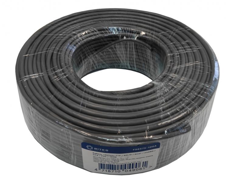 Кабель витая пара F/UTP 6 кат. 4 пары 5bites FS6575-100A solid, 23AWG, CCA, PVC, 100M