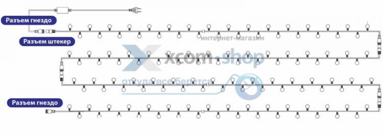 Иллюминационное, декоративное освещение  Xcom-Shop Гирлянда NEON-NIGHT 303-509-2 мультиколор шарики Ø17,5мм, 10м, черный ПВХ, 100 диодов, цвет RGB