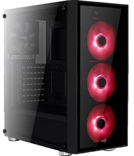 Корпуса AeroCool  Xcom-Shop Корпус ATX AeroCool Quartz Red 4713105968934 без БП, закаленное стекло спереди и сбоку, 3x 12см LED, 1х 12см 1xUSB 3.0, + 2xUSB 2.0