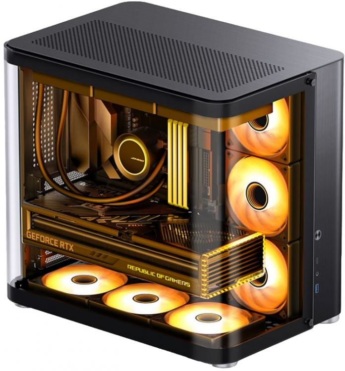 Корпус ATX JONSBO TK-2 Black без БП, черный, боковая панель из закленного стекла, USB 3.2 Gen 1 Type-A, USB 3.2 Gen 2 Type-C, audio