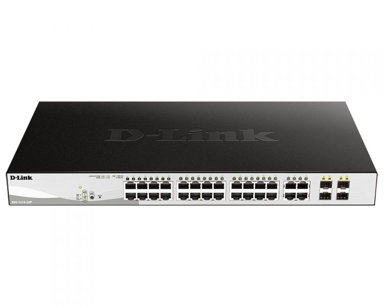 Коммутатор управляемый D-link DGS-1210-28P/FL 24x10/100/1000Base-T PoE (193 Вт), 4xCombo 100/1000Base-T/SFP, L2, 19”