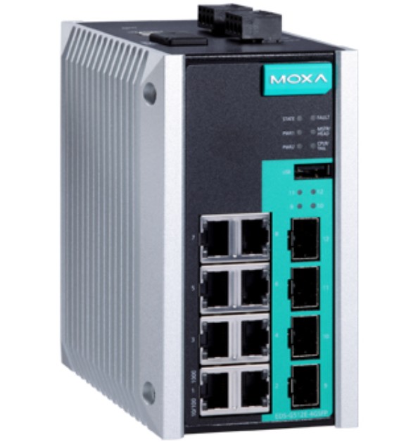 Коммутатор управляемый MOXA EDS-G512E-4GSFP-T 8x10/100/1000BaseT(X) ports, and 4 100/1000Base SFP slots