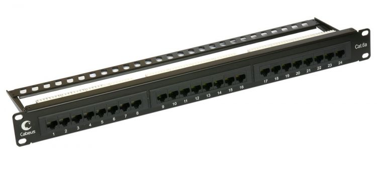 Патч-панель Cabeus PL-24-Cat.6A-Dual 19, 1U, Cat 6A, 24 порта RJ45 (8p8c), неэкранированная, Dual IDC (110/KRONE)