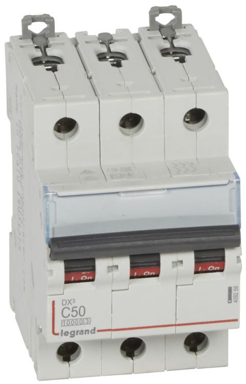 Автоматический выключатель Legrand 409259 DX³ 10000 - 16 кА - тип характеристики С, 3П, 400 В~, 50 А, 3 модуля