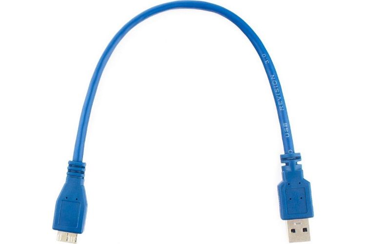 Кабель интерфейсный USB 3.0 Cablexpert AM/microBM 9P CCP-mUSB3-AMBM-1 30 см, экран, синий, пакет