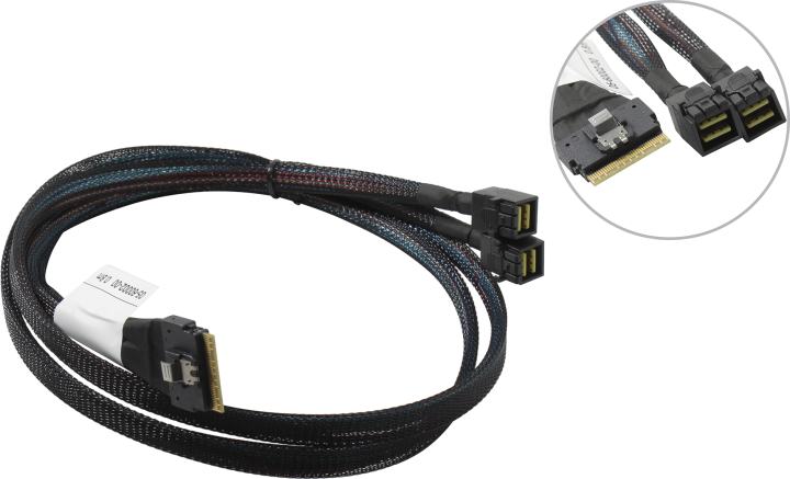 Кабель Amphenol CBL-8654-8643-08 Cable, x8 SFF-8654 to 2x4 SFF-8643 (NVMe Connection), 0,8M (05-60002-00)