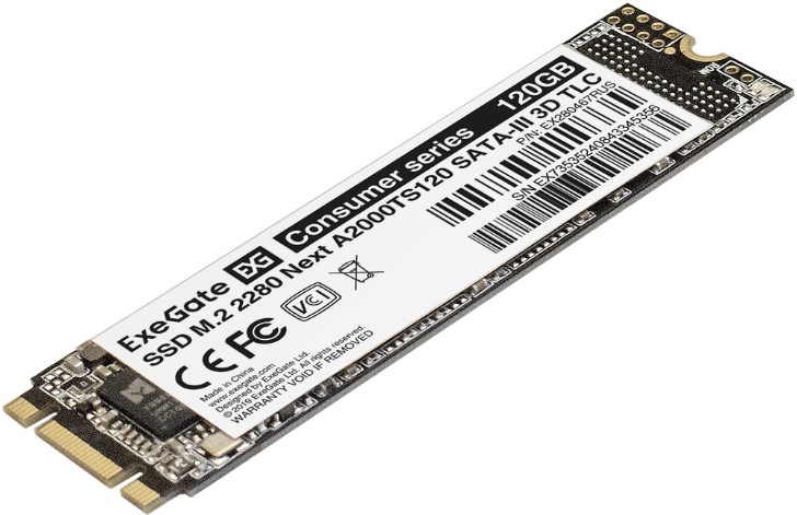 Накопитель SSD M.2 2280 Exegate Next A2000TS120 EX280467RUS 120GB 550/489MB/s 3D TLC 50 TBW MTBF 1.8M