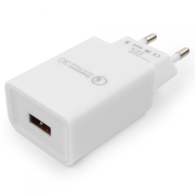 Адаптер питания Cablexpert MP3A-PC-16 QC 3.0, 100/220V-1 USB порт 5/9/12V, белый