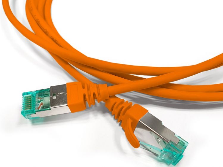 Кабель патч-корд S/FTP 6А кат. 1.5м Hyperline PC-LPT-SFTP-RJ45-RJ45-C6a-1.5M-LSZH-OR экранированный, (100% Fluke Component Tested), 30AWG, LSZH, 1.5 м