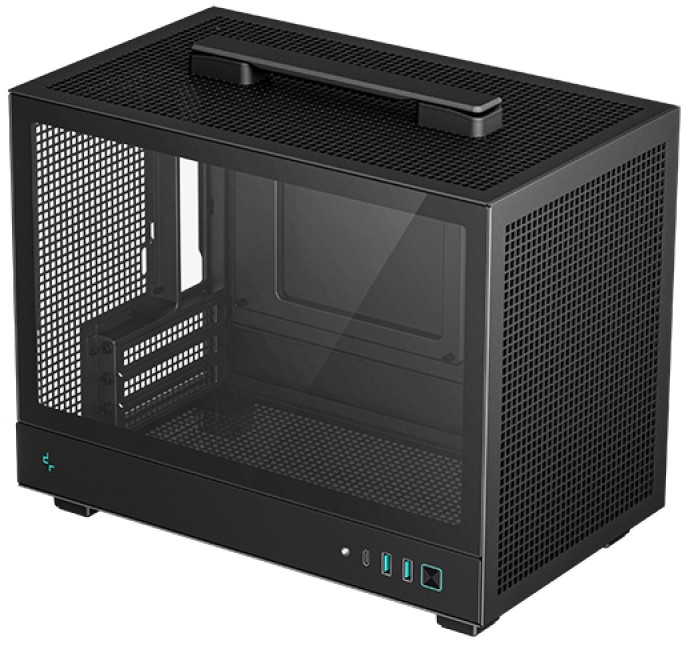 Корпуса DeepCool Корпус mini-ITX Deepcool CH160 черный, без БП, боковая панель из закаленного стекла, USB Type-C, 2*USB 3.0, audio