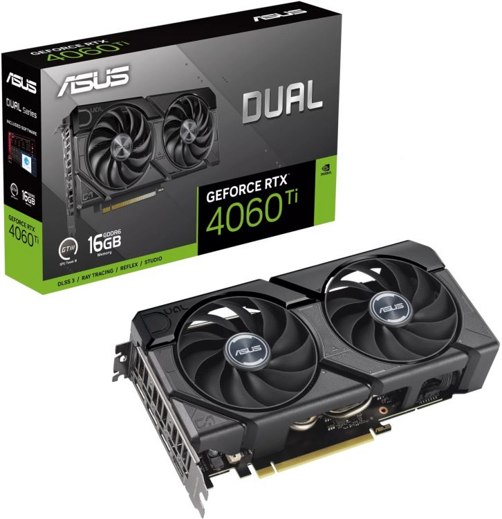 Видеокарта PCI-E ASUS GeForce RTX 4060 Ti DUAL EVO (DUAL-RTX4060TI-16G-EVO) 90YV0JHA-M0NA00 16GB GDDR6 128bit 2565/18000MHz 3*DP HDMI