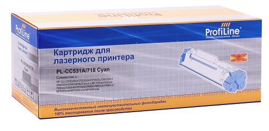 Картридж ProfiLine PL-CC531A/718 для принтеров HP CLJ CP2025n/CP2025dn/CP2025x/CM2320n/CM2320nf/CM2320fxi/Canon LBP-7200C/7210CDN/MF8350CDN Cyan 2800