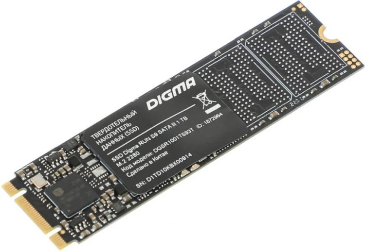 SSD Digma Накопитель SSD M.2 2280 Digma DGSR1001TS93T SATA III 1Tb Run S9