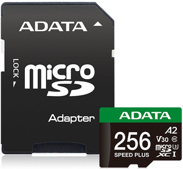 Карта памяти MicroSDXC 256GB ADATA UD256GUI3V30A2SP-RA1 Class 10 UHS-I U3 V30 A2 180/160 MB/s (SD адаптер)