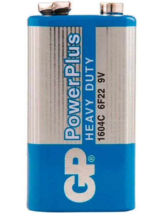  Батарейка GP PowerPlus 1604CEBRA-2 9В, солевая, крона, 450mAh (в блистере)