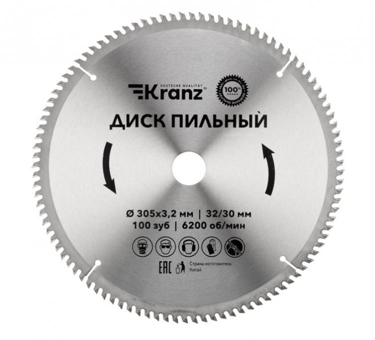 Диск KRANZ KR-92-0136 пильный 305 мм х 100 зуб х 32/30 мм