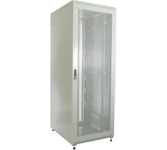 Шкаф напольный 19, 42U W&T D4260100GWTWOF 600x1000 мм, передняя дверь перф., задняя перф., цвет серый, без вент.